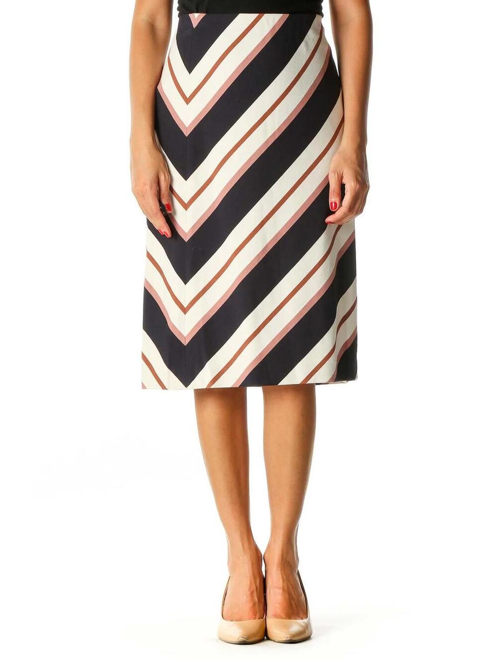 Ann Taylor NWT White Chevron Retro Straight Skirt Size 10